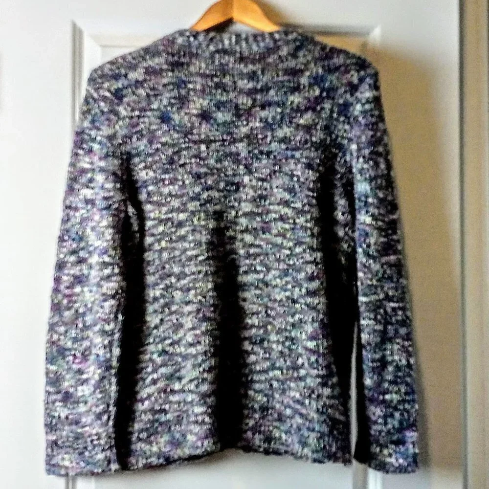 River Green & Purple Knit LS Cardigan Sweater